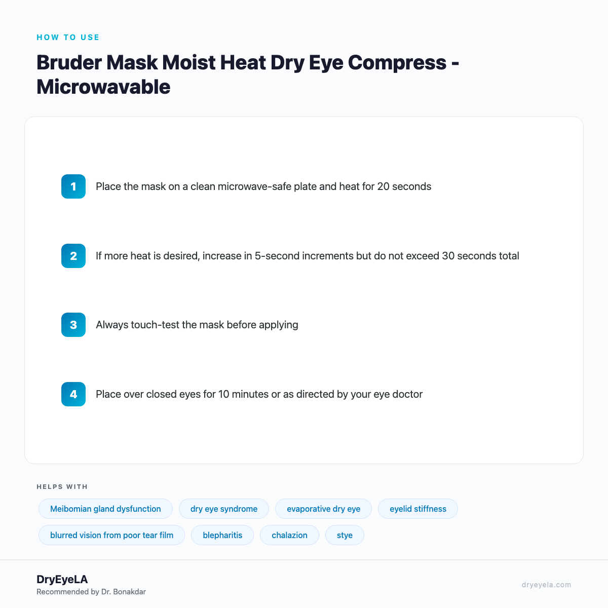 Bruder Mask Moist Heat Dry Eye Compress - Microwavable - How To Use