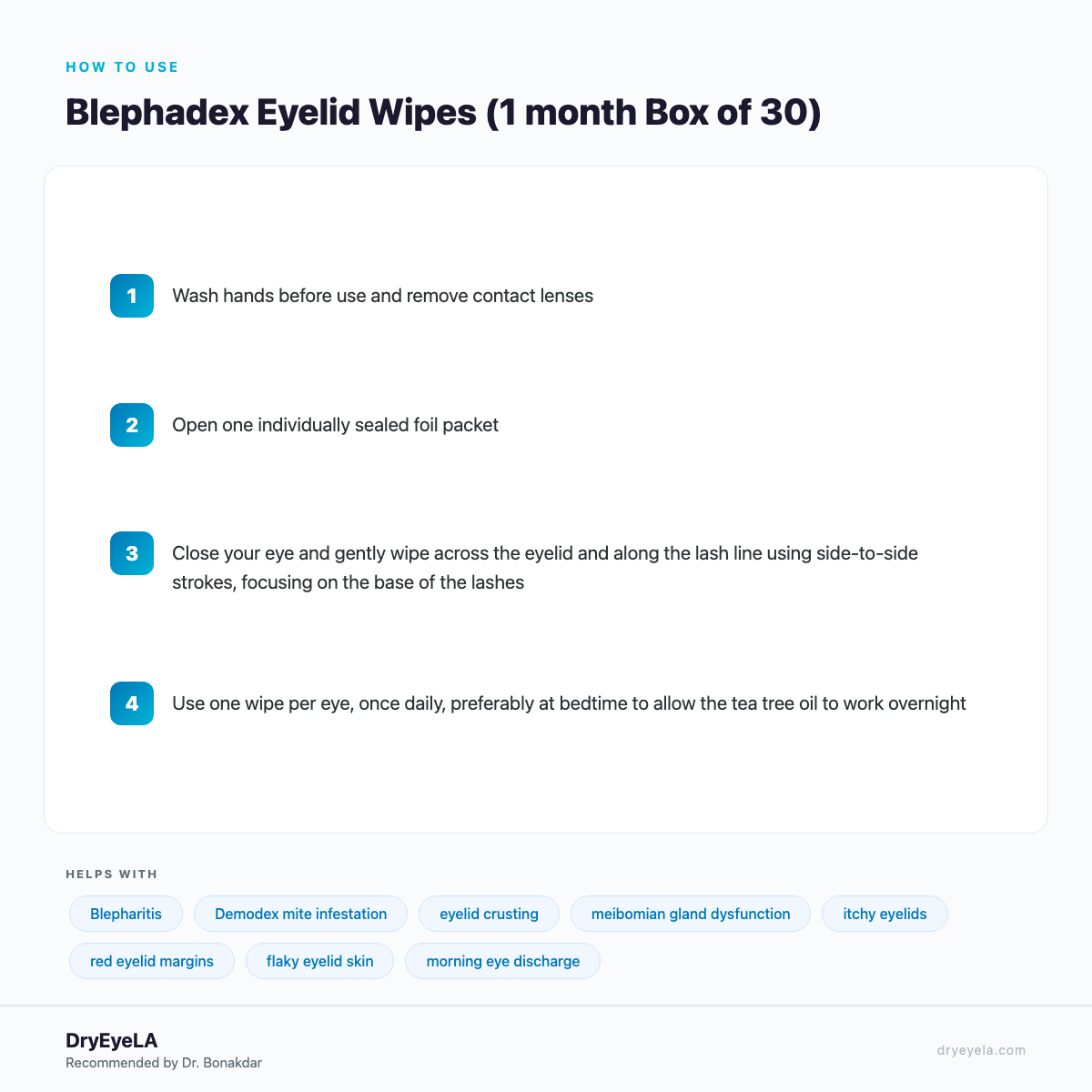 Blephadex Eyelid Wipes (1 month Box of 30) - How To Use