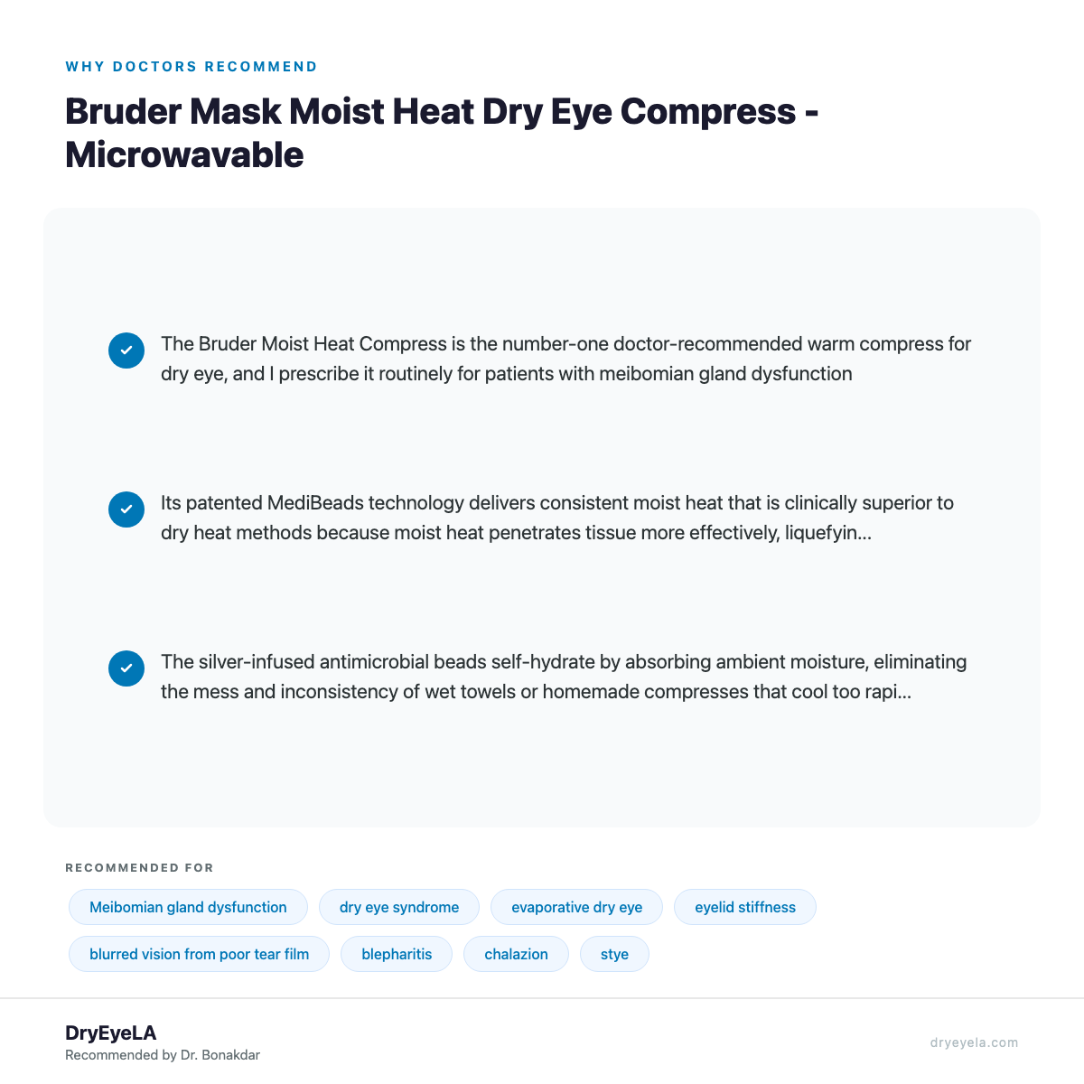 Bruder Mask Moist Heat Dry Eye Compress - Microwavable - Why Doctors Recommend