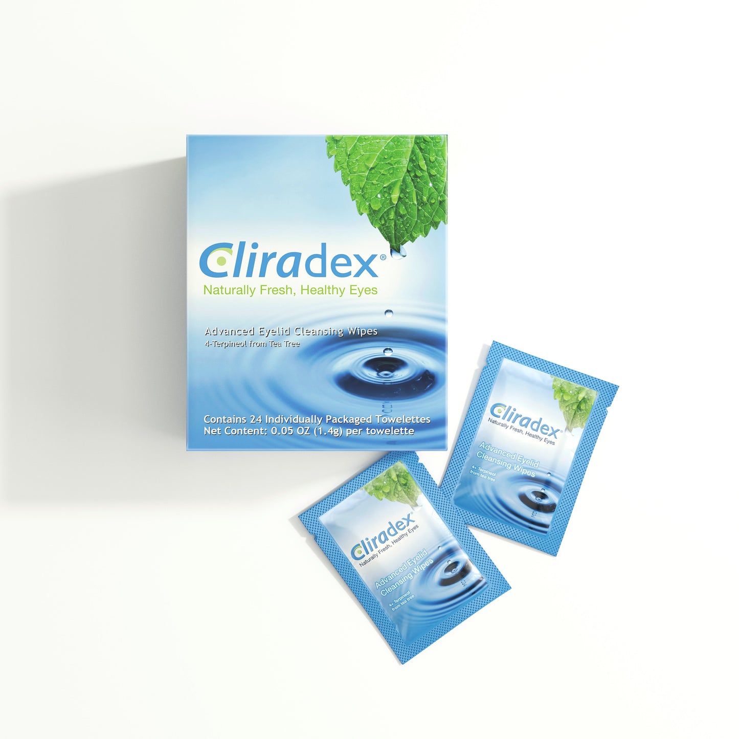 Cliradex Wipes - Tea Tree Oil Extract Eyelid Cleanser for Demodex, Blepharitis and Dry Eye (24ct) product image