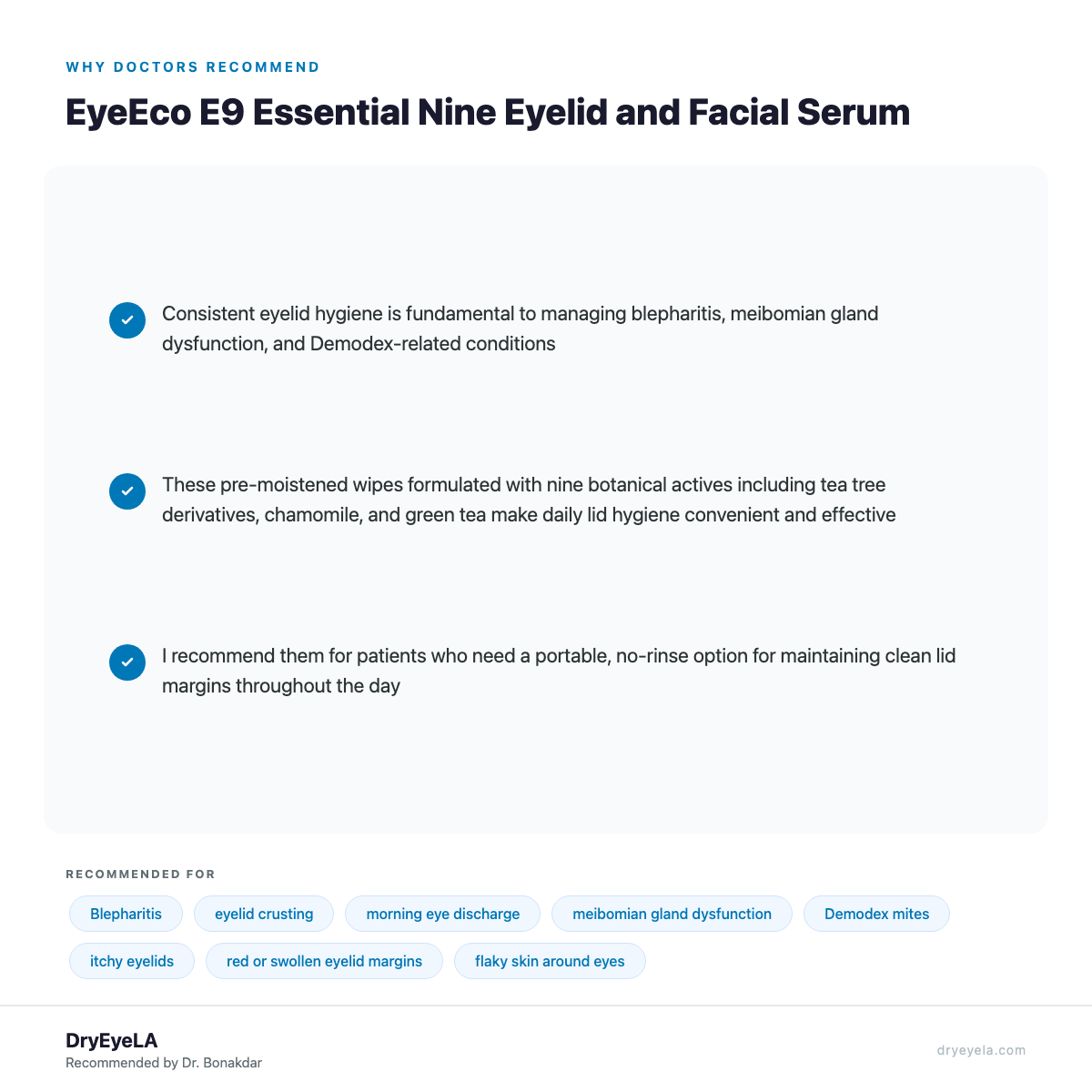 EyeEco E9 Essential Nine Eyelid and Facial Serum - Why Doctors Recommend