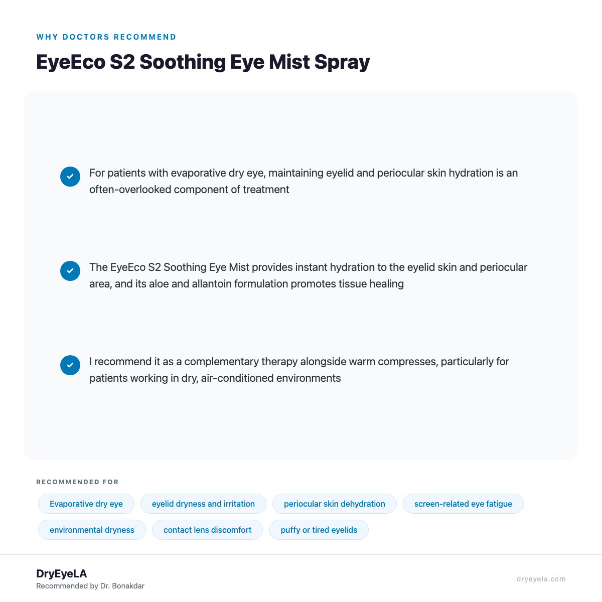 EyeEco S2 Soothing Eye Mist Spray - Why Doctors Recommend