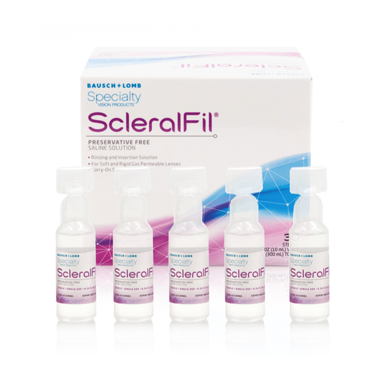 ScleralFil Preservative Free Saline Solution for Scleral, Soft, & Rigid Gas Permeable Lenses, Buffered Isotonic Rinsing & Insertion Solution, Travel Friendly Single-Use Vials, 0.34 Fl Oz (Pack of 30)