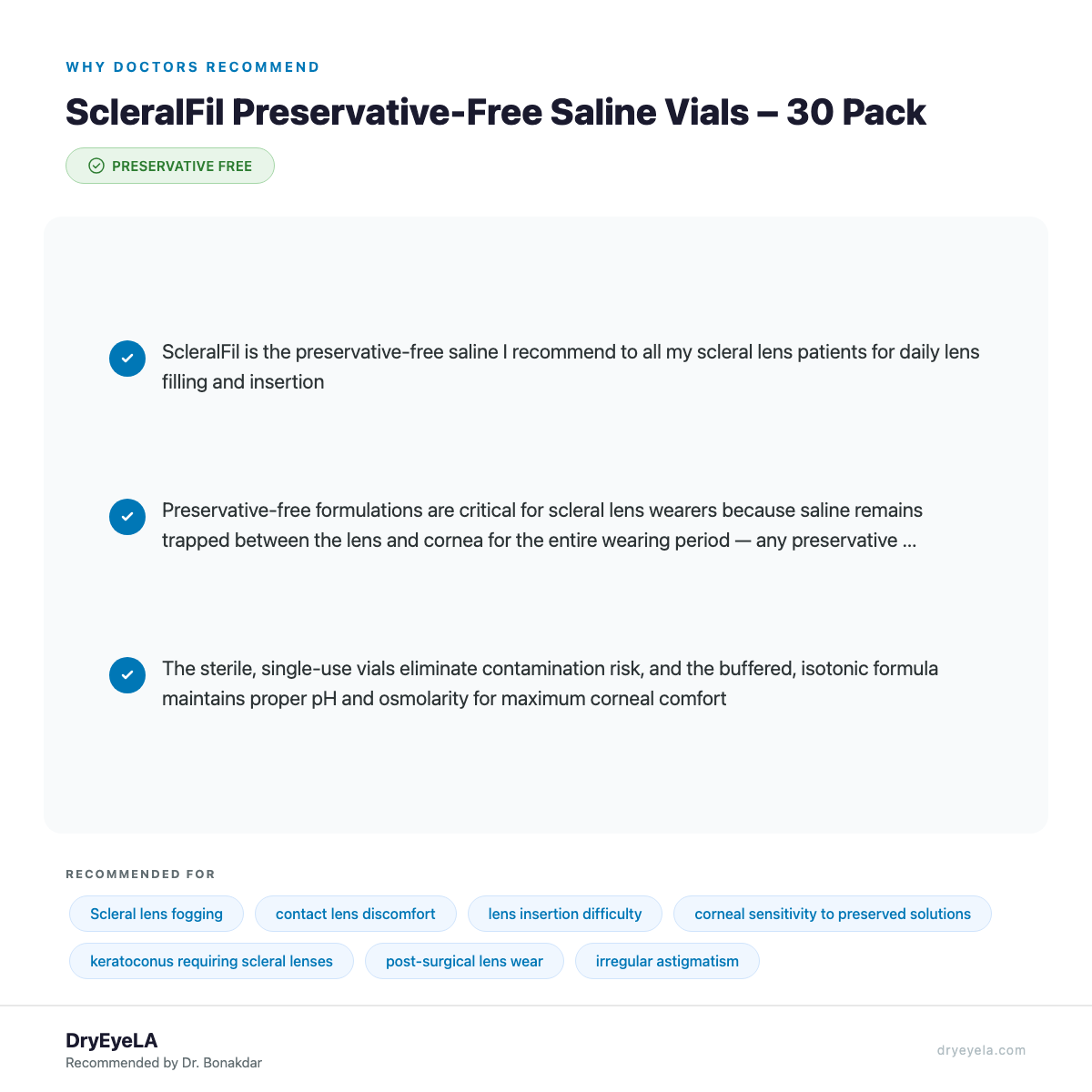 ScleralFil Preservative-Free Saline Vials – 30 Pack - Why Doctors Recommend