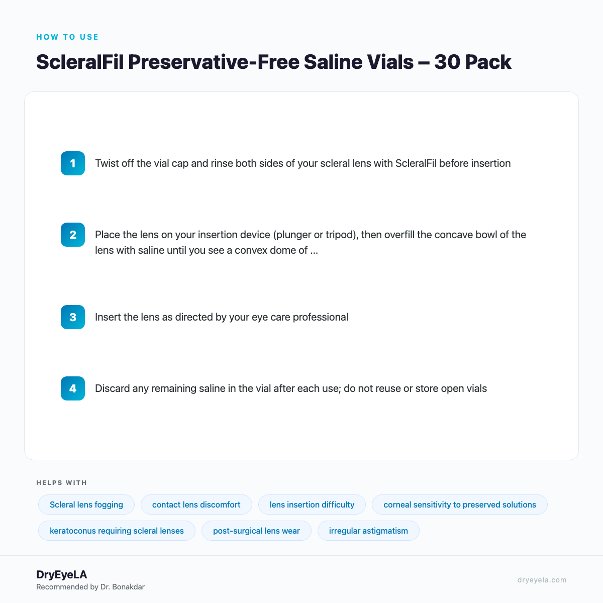 ScleralFil Preservative-Free Saline Vials – 30 Pack - How To Use