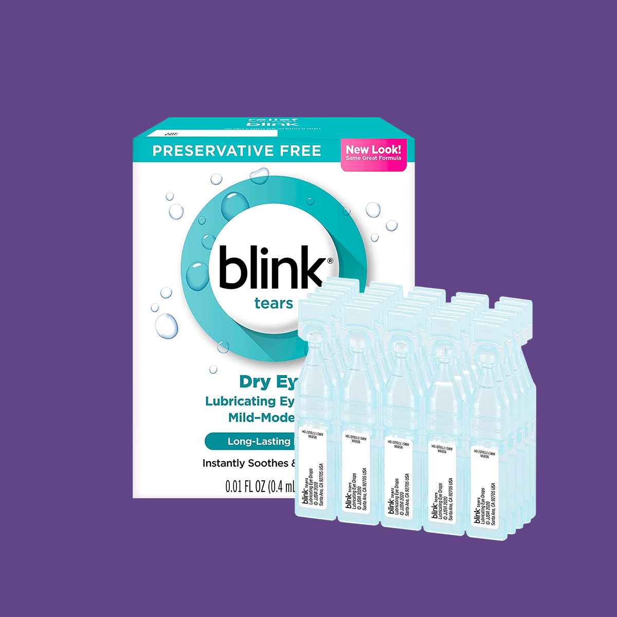Blink Tears Preservative Free Lubricating Eye Drops (25 Count) - Dry Eye Treatment