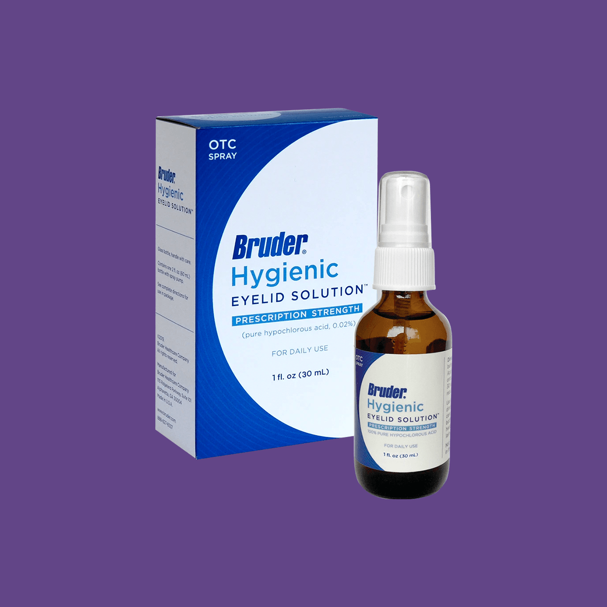 Bruder Hypochlorous Hygienic Eyelid Solution (1oz & 2oz bottles) - Dry Eye Treatment