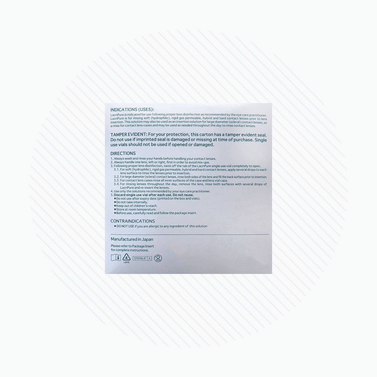 2-Pack of Menicon Lacripure Sterile Saline Solution - (98 Vials x 2) Scleral Lenses - Dry Eye Treatment