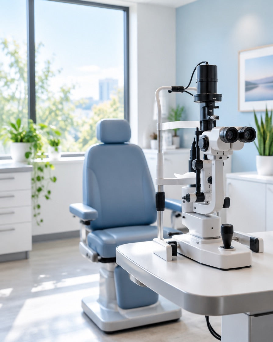 Bright optometry exam room